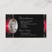 Elegant Black Red  Borders Juwelen met foto Visitekaartje (Achterkant)