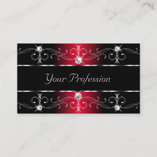 Elegant Black Red  Borders Juwelen met foto Visitekaartje (Voorkant)