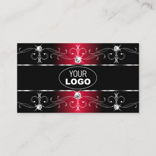 Elegant Black Red  Borders Juwelen met Logo Visitekaartje (Voorkant)