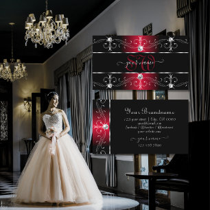 Elegant Black Red  Borders juwelen monogram Visitekaartje