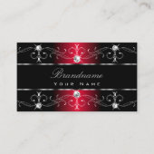 Elegant Black Red Borders Juwelen Ornamenten Visitekaartje (Voorkant)