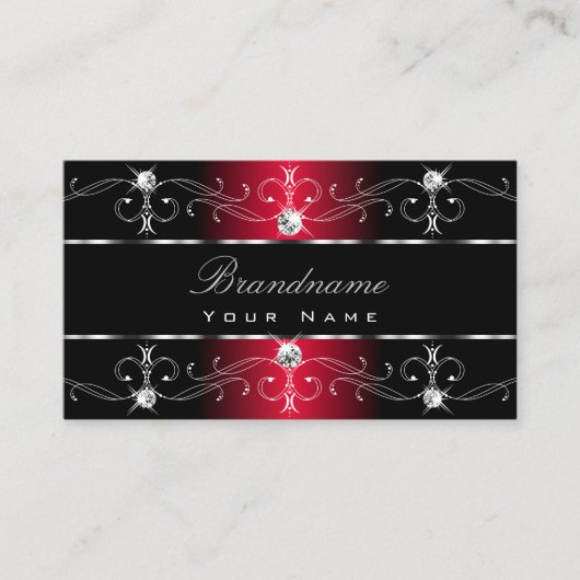 Elegant Black Red Borders Juwelen Ornamenten Visitekaartje (Voorkant)