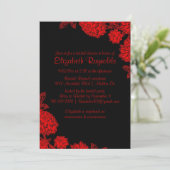Elegant Black & Red Bridal Shower-uitnodigingen Kaart (Staand voorkant)