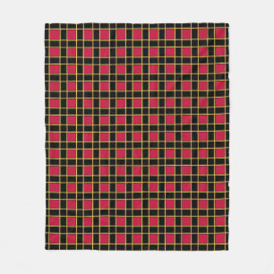 Elegant Black Red Checkered Pattern Fleece Deken