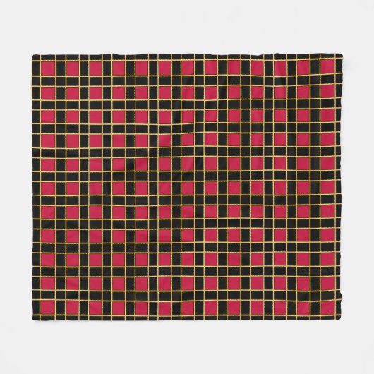 Elegant Black Red Checkered Pattern Fleece Deken (Voorkant (Horizontaal))