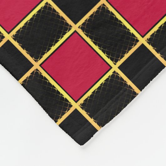 Elegant Black Red Checkered Pattern Fleece Deken (Hoek)
