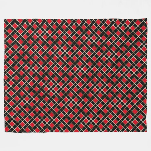 Elegant Black Red Checkered Pattern Fleece Deken (Voorkant (Horizontaal))