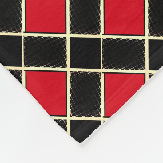 Elegant Black Red Checkered Pattern Fleece Deken (Hoek)