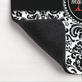 Elegant Black Red Damask gepersonaliseerd Muismat (Hoek)