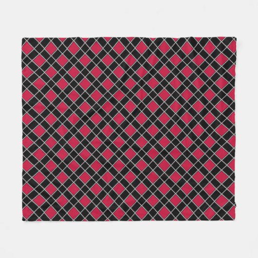 Elegant Black Red Diamond Pattern Fleece Deken (Voorkant (Horizontaal))
