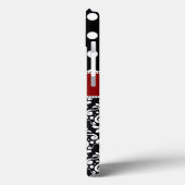 Elegant Black Red Dot Damask Monogram Hoesje (Achterkant / Links)