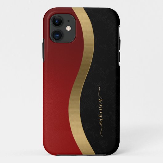 Elegant Black Red en Gold op maat Case-Mate iPhone Case (Achterkant)