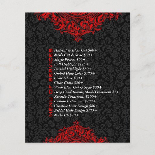 Elegant Black & Red  Floral Ornament Flyer (Achterkant)