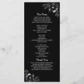 Elegant Black Red Floral Wedding Programmakaart (Achterkant)