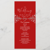 Elegant Black Red Floral Wedding Programmakaart (Voorkant)