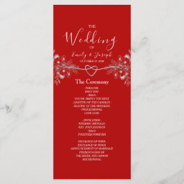 Elegant Black Red Floral Wedding Programmakaart