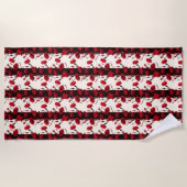 Elegant Black Red  Florence Striped Strandlaken (Voorkant)