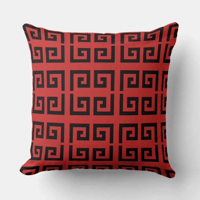 Elegant Black & Red Geometric Pattern Kussen (Voorkant)