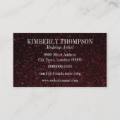 Elegant Black & Red Glitter Visitekaartje (Achterkant)