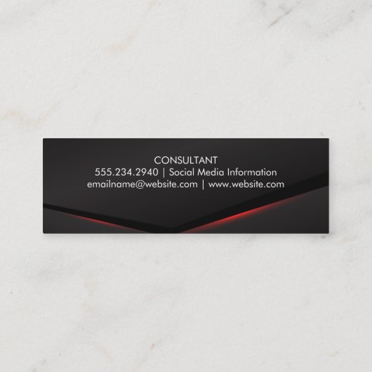 Elegant Black Red Glow Abstracte achtergrond Mini Visitekaartje (Achterkant)
