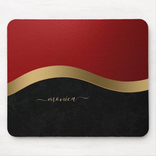 Elegant Black Red Gold op maat Muismat (Voorkant)