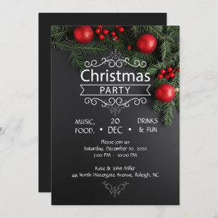Elegant Black & Red Kerstparty Kaart