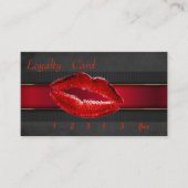 Elegant Black, Red Lips, Loyalty Kaart (Voorkant)