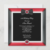 Elegant Black Red Pearl Bow White Birthday Party Kaart (Achterkant)
