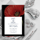 Elegant Black Red Poppy Wedding Save the Date