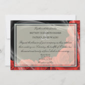 Elegant Black & Red Rose Wedding Invitations Kaart (Achterkant)