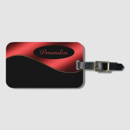 Elegant Black Red Stylish Wave Design Personalisee Bagagelabel
