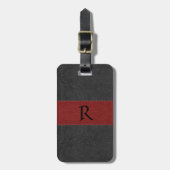 Elegant Black & Red Vintage Leather Luggage Tag Bagagelabel (Voorkant verticaal)