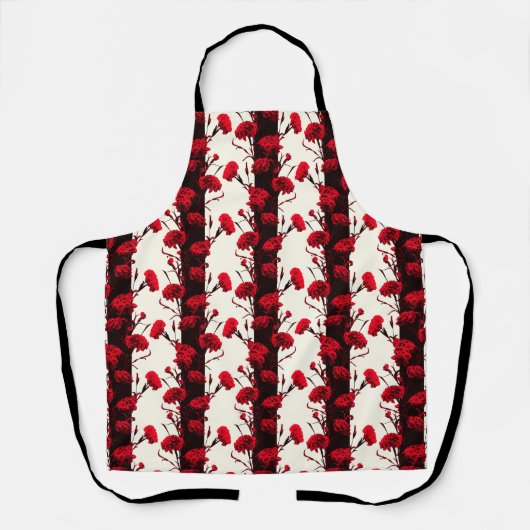 Elegant Black Red White Floral Stripes Schort (Voorkant)