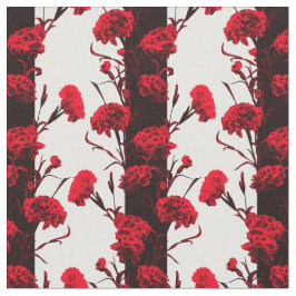 Elegant Black Red White Floral Stripes Stof