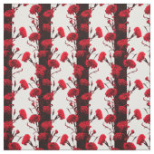 Elegant Black Red White Floral Stripes Stof (Swatch)