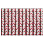Elegant Black Red White Floral Stripes Stof (Fat Quarter)