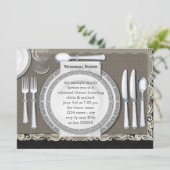 Elegant Black Rehearsal Dinner Invitations Kaart (Staand voorkant)
