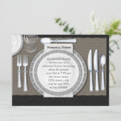 Elegant Black Rehearsal Dinner Invitations Kaart (Staand voorkant)