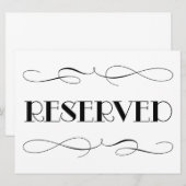 Elegant Black Reserved Seating Weddenschap Kaart (Voorkant / Achterkant)