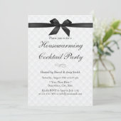 Elegant Black Ribbon Housewarming Cocktail Party Kaart (Staand voorkant)