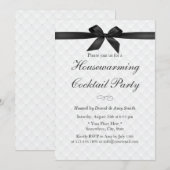 Elegant Black Ribbon Housewarming Cocktail Party Kaart (Voorkant / Achterkant)