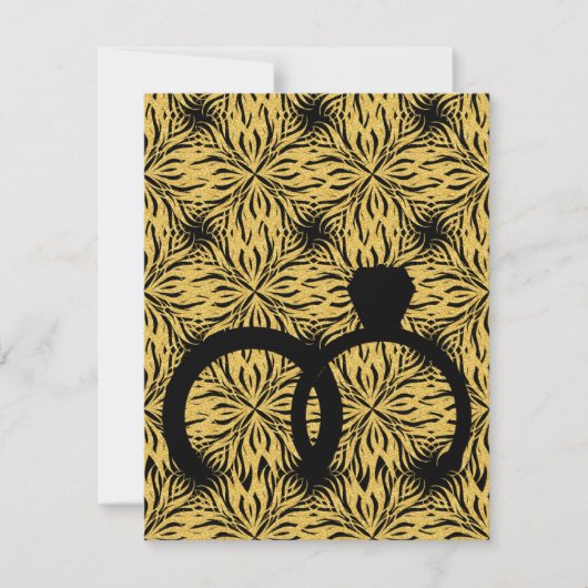 elegant black ring gold star flower kaart (Voorkant)