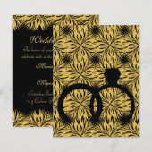 elegant black ring gold star flower kaart (Voorkant / Achterkant)