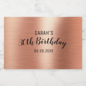 Elegant Black Roos Gold 30-jarige verjaardag Mini Sparkling Wijnetiket (Enkel label)