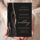 Elegant Black Roos Gold Agate Dark Weddenschap Kaart