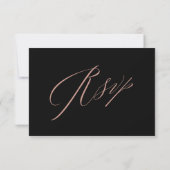 Elegant Black Roos Gold Calligraphy Weddenschap RSVP Kaartje (Achterkant)