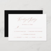 Elegant Black Roos Gold Calligraphy Weddenschap RSVP Kaartje (Voorkant / Achterkant)