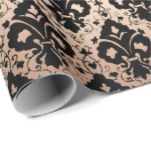 Elegant Black Roos Gold Damask Cadeaupapier (Rol Hoek)