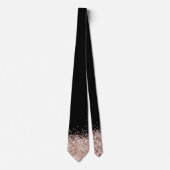 Elegant Black Roos Gold Faux Glitter Stropdas (Voorkant)