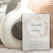 Elegant Black Roos Gold Floral Wreath Wedding Folie Uitnodiging